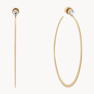 Michael Kors Cubic Zirconia Whisper Hoop Gold Tone Earrings Medium
